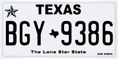 TX license plate BGY9386