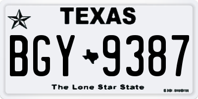 TX license plate BGY9387
