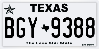 TX license plate BGY9388