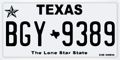 TX license plate BGY9389