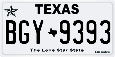TX license plate BGY9393
