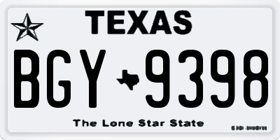 TX license plate BGY9398