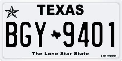 TX license plate BGY9401