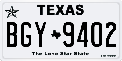 TX license plate BGY9402