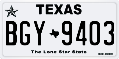 TX license plate BGY9403