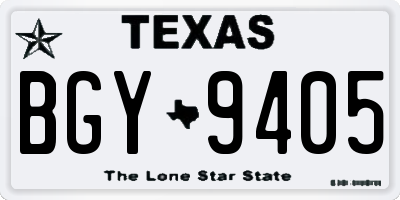 TX license plate BGY9405
