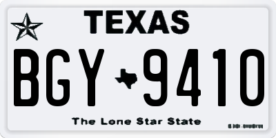 TX license plate BGY9410