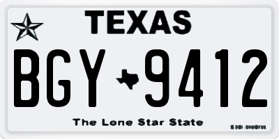 TX license plate BGY9412