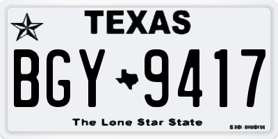 TX license plate BGY9417