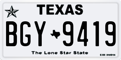 TX license plate BGY9419