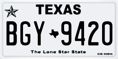 TX license plate BGY9420