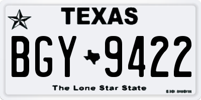 TX license plate BGY9422