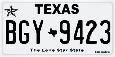 TX license plate BGY9423