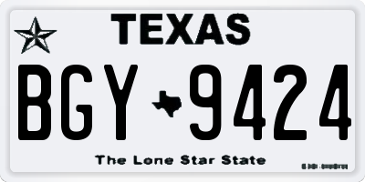 TX license plate BGY9424