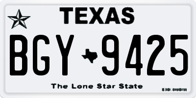 TX license plate BGY9425