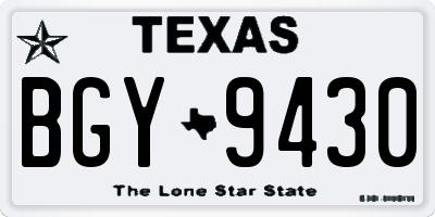 TX license plate BGY9430