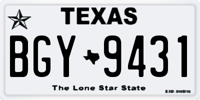TX license plate BGY9431