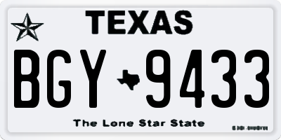 TX license plate BGY9433
