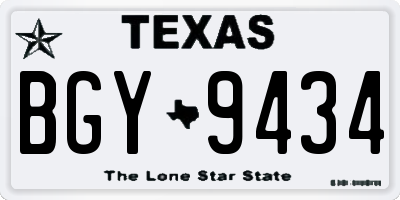 TX license plate BGY9434