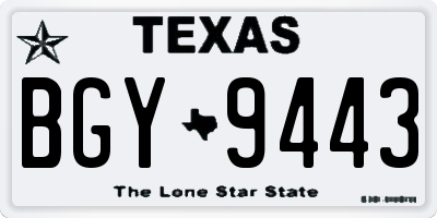 TX license plate BGY9443