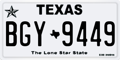 TX license plate BGY9449