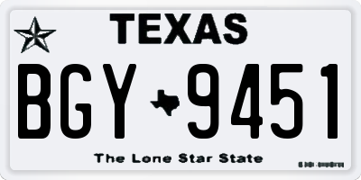 TX license plate BGY9451