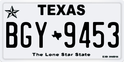 TX license plate BGY9453