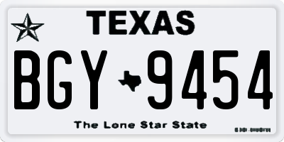 TX license plate BGY9454