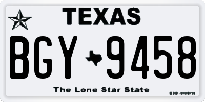 TX license plate BGY9458
