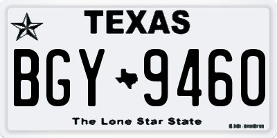 TX license plate BGY9460