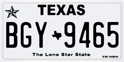 TX license plate BGY9465