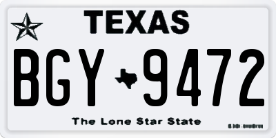 TX license plate BGY9472