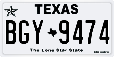 TX license plate BGY9474