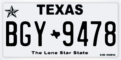 TX license plate BGY9478