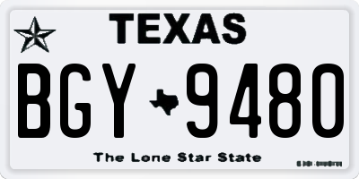 TX license plate BGY9480