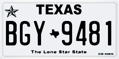TX license plate BGY9481
