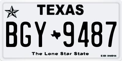 TX license plate BGY9487