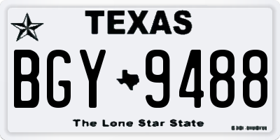 TX license plate BGY9488