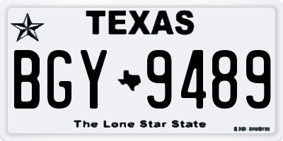 TX license plate BGY9489