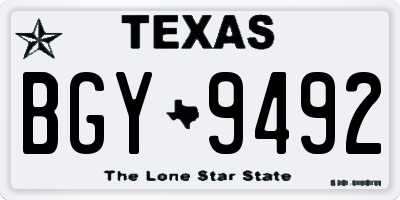 TX license plate BGY9492