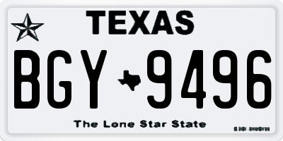 TX license plate BGY9496