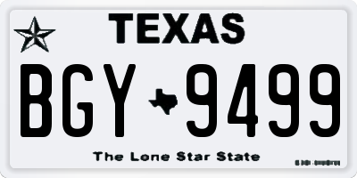 TX license plate BGY9499