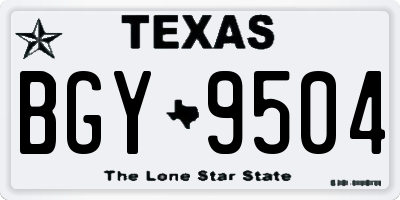 TX license plate BGY9504