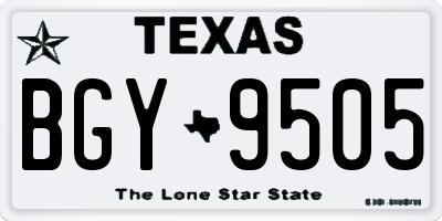 TX license plate BGY9505