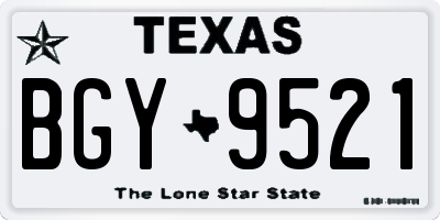 TX license plate BGY9521