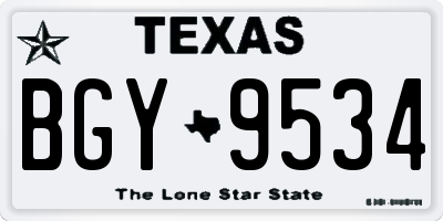 TX license plate BGY9534