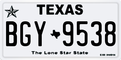 TX license plate BGY9538