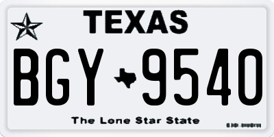 TX license plate BGY9540