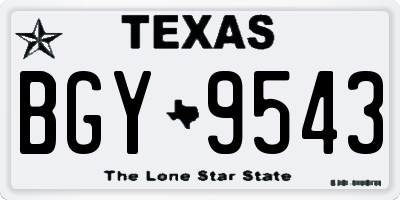 TX license plate BGY9543