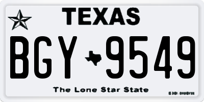 TX license plate BGY9549